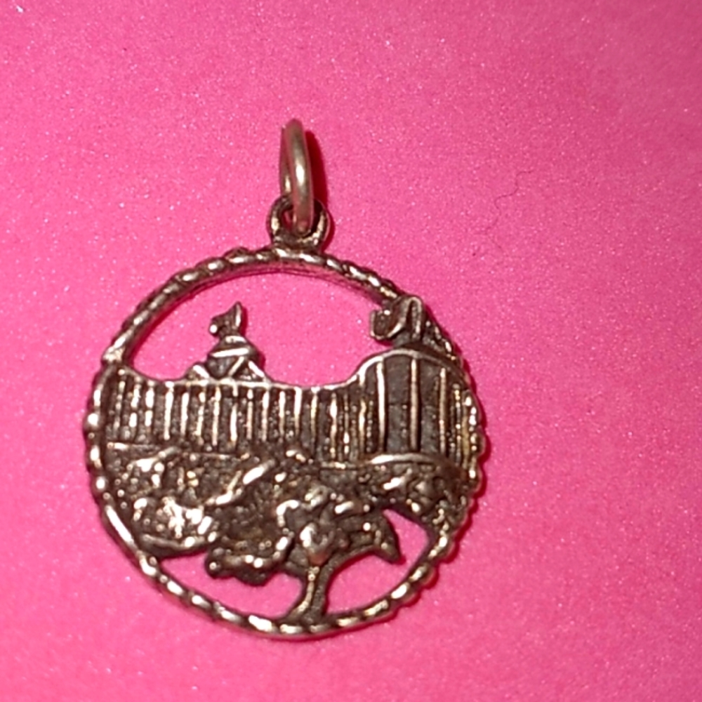 STERLING SILVER VINTAGE NECKLACE CHARM-"THE GRAND HOTEL"